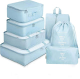 Giftriya Blue Travel Toiletry Bag 7Pcs Set Waterproof Cosmetic Organizer Portable Storage Pouch Kit For Makeup Toiletries Access
