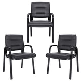 SUPER DEAL Office Guest Chair Bonded Leather Executive Side Chair Reception Chair W/Solid Metal Frame Home Office Furniture Set 