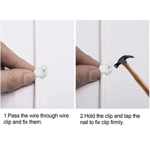 INCREWAY 200Pcs 12mm Flat Cable Wire Clips Cable Staples Cord Holder Wire Management, White