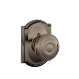 Georgian Knob with Camelot Trim Non-Turning Lock, Antique Pewter (F170 GEO 620 CAM)