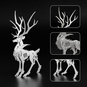 3D Metal Model Kits, Mechanical Small Dream Elk 3D Metal Puzzle,Steel Mythology Animal Series DIY Brain Teasers Simple 3D Puzzle