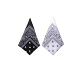 Cotton Paisley Bandanas Pack Of 2 | Unisex Headband, Neck Scarf, Face Mask, Wristband & More (21 X 21) (Black+White)