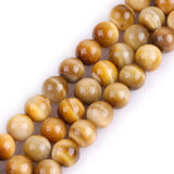 GEM-Inside 10mm Gold Blue Tiger Eye Gemstone Loose Beads Dyed Color Round Crystal Energy Stone Power for Jewelry Making 15