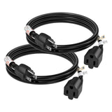 FIRMERST 1875W 3 Ft Extension Cord 14 AWG15A 3 Prong Black, 2 Pack