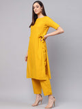 Idalia Mustard Straight Cotton Solid Kurta Set For Women Stylish Boat Neck Design Kurta Set With Pant Mustard 2Xl