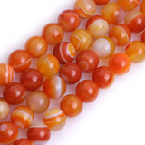 GEM-Inside Orange Banded Agate Stripe Natural Gemstone Loose Beads 8mm Round Crystal Energy Stone Power for Jewelry Making 15