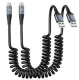 Coiled Lightning Cable, iPhone Charger Cable 3FT for Car, 2 Pack [Apple MFi Certified] 3 Feet Lightning Cord Compatible with iPh