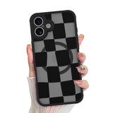 KANGHAR for iPhone 16 Case Checkered Matte Aesthetic Cute Pattern Magnetic [Compatible with Magsafe] Slim Shockproof Full Body P