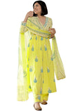Gosriki Women'S Rayon Blend Anarkali Printed Kurta With Pant & Dupatta (Renu-Yellow-Nw-Gs_4Xl_Yellow_Xxxx-Large),Yellow,4,B0CHMYSBQ1