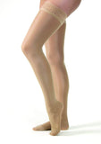 JOBST 122246 UltraSheer Thigh High with Lace Silicone Top Band, 2030 mmHg Compression Stockings, Closed Toe, Small, Natural