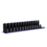 Capri Tools 3/8 in. Drive Metric Shallow and Deep Impact Socket Set with Billet Aluminum Socket Rail (30-Piece), 8-22 mm, CP5300