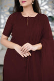 Fashion Basket Georgette Kurta Set With Dupatta For Women Browan L