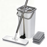 Flat Mop and Bucket Set, SelfWringing Floor Mop with 3 Pads