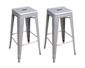 Amerihome Bs0302Pk Loft Silver Metal Bar Stool - 2 Piece