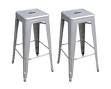 Amerihome Bs0302Pk Loft Silver Metal Bar Stool - 2 Piece