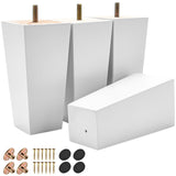 Btowin 4 inch Solid Wood Furniture Legs, 4Pcs Mid-Century Modern Wooden Pyramid Replacement Feet with Threaded 5/16'' Hanger Bol