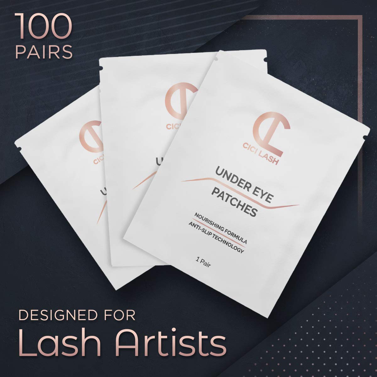 100 Pairs Under Eye Pads for Eyelash Extensions - Professional Lint Free Hydrogel Eye Patches with Moisturizing Vitamin C and Al