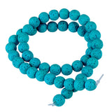 Natural Stone Beads for Jewelry Making Round Smooth Genuine Light Blue Volcanic Lava Gemstone Loose Energy Healing Beads for Nec