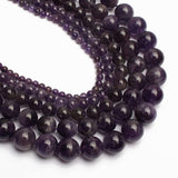 Yochus 60pcs Amethyst Round Smooth Stone Beads for Bracelet Making