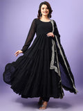 Wedani Georgette Sequins Work Anarkali Kurta Set For Women (In Alpha S Regular Black),BLACK,S,Georgette,Anarkali,