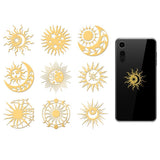 Olycraft Pack Of 9 4.1 X 4.1 Cm Sun Moon Metal Stickers Mystical Symbols Metal Gold Stickers SelfAdhesive Picture Stickers Self