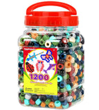 Eppingwin 1200pcs Pony Beads for Bracelets, Earth-Tone Kandi Beads for Hair Braids, Easy Storage Pony Bead for Jewelry Making