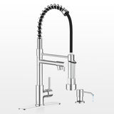 Casavilla Kitchen Faucet with Soap Dispenser, Kitchen Faucet with Deck Plate and Dual Function Spray Head, Chrome Faucet for Cam
