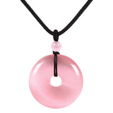 Justinstones Synthetic Pink Cat's Eye Glass Gemstone 30mm Donut Beads Reiki Chakra Pendant Necklace Jewelry 22 Inches