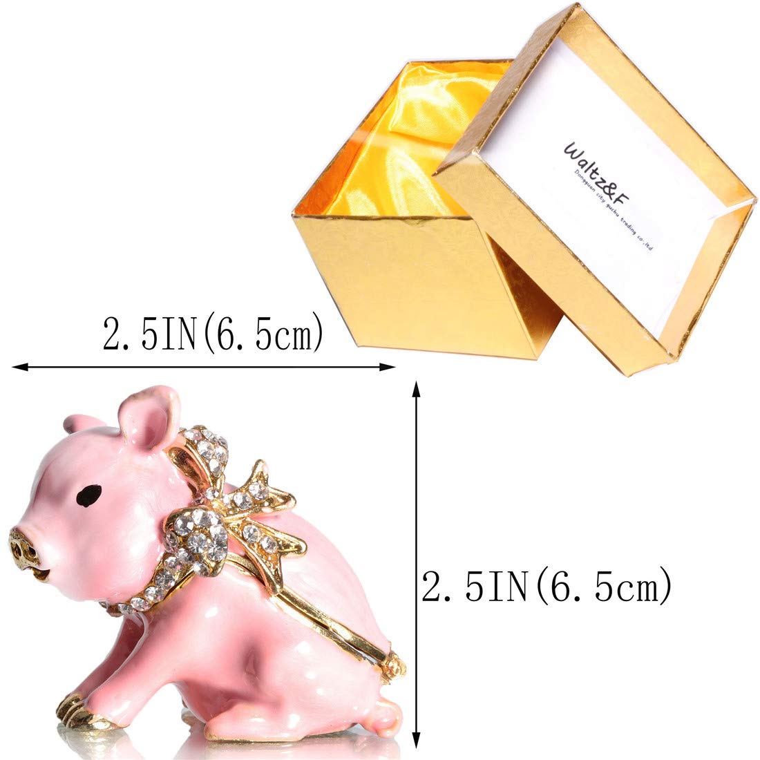 Waltz&F Handcrafted Pewter Trinket Box Jeweled New Lovely Pig Jewelry Box