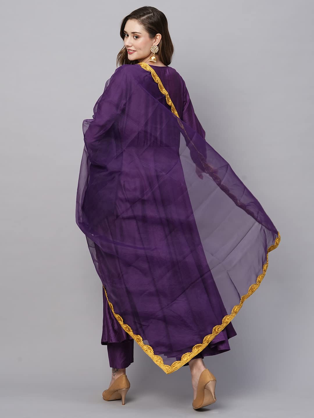 Gosriki Women'S Cotton Blend Anarkali Solid Kurta With Pant & Dupatta (Mini-Begani-Gs_Xxl_Purple_Xx-Large),Purple,2,B0C5JTC1ND