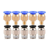 ALAMSCN 5PCS PC4-M6 Pneumatic Fitting Push to Connect + 5PCS PC4-M10 Straight Quick in Fitting Connectors for 3D Printer Bowden