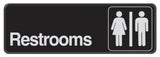 Hillman 841758 Restrooms Visual Impact Self Adhesive Sign, Black and White Plastic, 3x9 Inches 1Sign