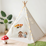 Teepee Tent with Starry Lights, Ground Mat and Pockets, Kids Teepee Tents for Indoor & Outdoor Use, Foldable Play Tents for Boys