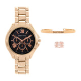 Joker & Witch Stainless Steel Women Vera Love Triangle Analogue Watch, Black Dial, Gold Band