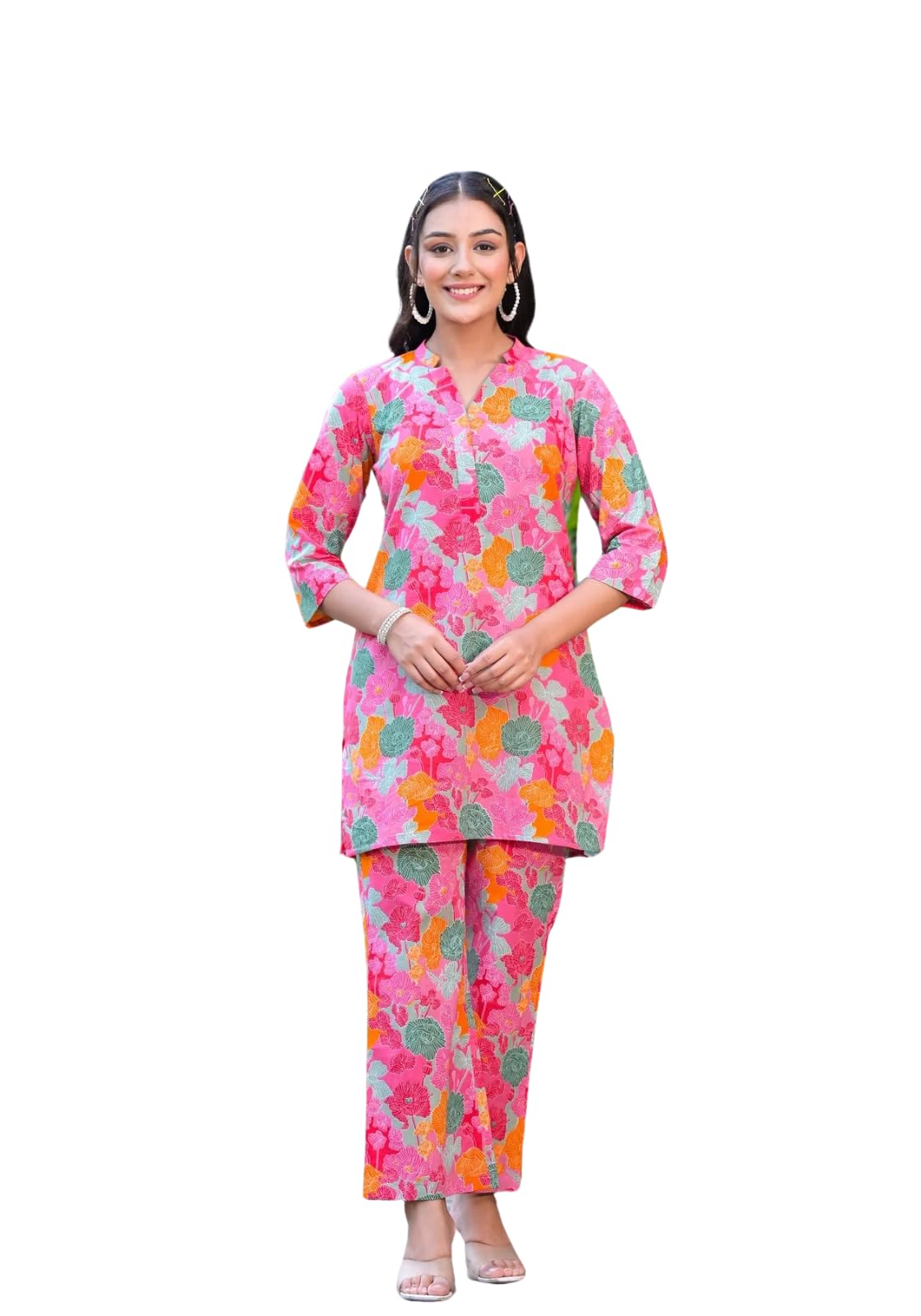 Leriya Fashion Women Ethnic Kurta Set | Cotton Blend Kalista Co-Ord Set | Casual Wear Pant Top Set | Fancy Pajama Set | Pack of 