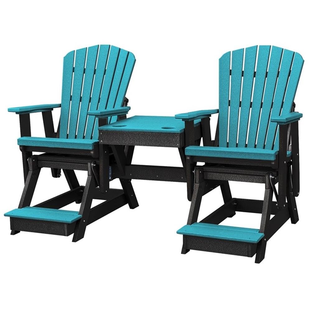 American Furniture Classics Balcony Height Table Double Glider, Aruba & Black
