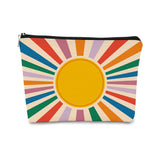 Retro Preppy Makeup Bag,Boho Sun Colorful Sunshine Ray Cosmetic Bag Best Gift for Sister Girls Girlfriend Wife,Daughter Gift fro