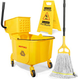 VOUBIEN 35 Qt Commercial Mop Bucket with SidePress Wringer Combo on Wheels
