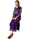 Anni Designer Women'S Rayon Blend Chikankari Embroidered Straight Kurta (Elevan-Begani-Tnw_S_Violet_Small),Violet,S
