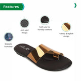 Ortho Joy Fancy Doctor Slippers | Soft Stylish Chappal For Women | Comfortable Flat Sandals For Women Stylish,Gold,8,B09VT45BJW