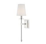 Savoy House 9-302-1-109 Monroe Bohemian Vintage Soft White Fabric Wall Sconce, 1-Light 60 Watt, 20 H x 5 W, Polished Nickel