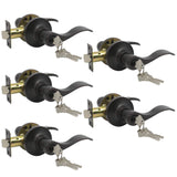 Gobrico Combo Oil Rubbed Bronze Keyed-Alike Entry Door Locks Wave Handle Lever with Same Key, 5Pack