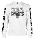 HarleyDavidson Mens Distressed Freedom Fighter Long Sleeve Shirt, White (L)