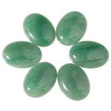 dssmboom 6 Pcs Oval Crystal Beads for Jewelry Making, Flat Back Green Aventurine Stone Cabochons for DIY Crafts Decoration, 22mm
