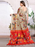 Satrani Womens Poly Silk Saree (3287S2360N_Beige & Red & Multi5)