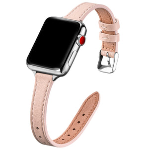 STIROLL Slim Leather Bands Compatible with Apple Watch Band 38mm 40mm 41mm 42mm 44mm 45mm 49mm,Top Grain Leather Watch Thin Wris