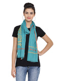 Shingora Turquoise Cotton Viscose Paris Handloom WomenS Scarf