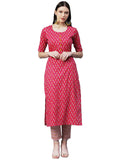 Gosriki Women'S Cotton Blend Printed Straight Kurta With Pant (Prnea-Red-Gs_L_Red_Large),Red,,B0BR17DR6N