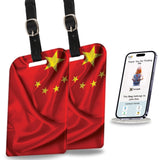 [Pack 2] Tag8 China Smart Bag Tag |Trendy Luggage Tag Id Identification National Flag Theme Fashionable Digital Name Tag | Airli