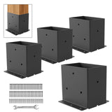 4X6 Post Base 4 PCS,Post Brackets(Inner Size 3.6x5.6),Heavy Duty 14GA Steel Fence Post Anchor for Deck Porch Railing Fence Pergo
